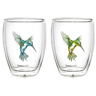 Creano Teeglas »Creano doppelwandige Tee-Gläser, Cappuccino-Glas, Thermoglas Hummi im«, Borosilikatglas, 2 Gläser blau|grün