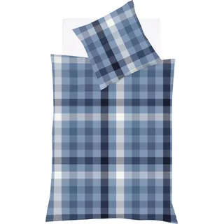 FLEURESSE Lech Karo Flanell Blau 135 x 200 cm + 80 x 80 cm