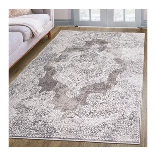 oKu-Tex Victoria Kurzflorteppich 160 x 230 cm Beige/Weiß