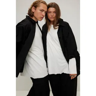 Studio Untold Sommerjacke Hemdjacke oversized Utility-Style Hemdkragen schwarz S