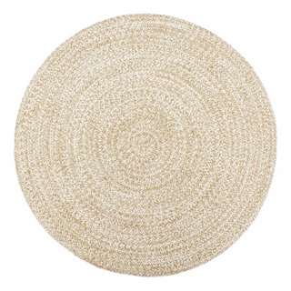Teppich Handgefertigt Jute Weiß und Braun 240 cm, furnicato, Runde weiß