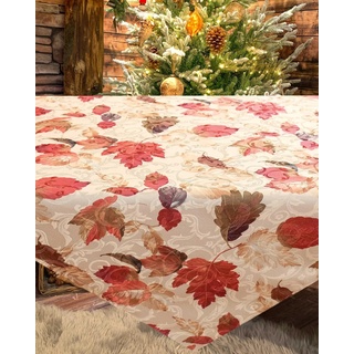 KAMACA Tischdecke Mitteldecke 85x85 cm mit hochwertigem Druck-Motiv Küche Esstisch Eyecatcher Herbst Winter Weihnachten (Herbstliches Laub 85x85)