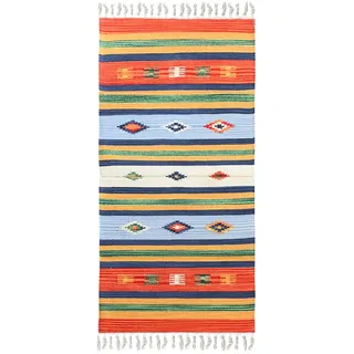 Pierre Tappeti Kelim Mehrzweck-Teppich, 100 % Baumwolle, waschbar, KELIM 06 cm.70x140 Stuoia für Küche, Bad, Eingangsbereich