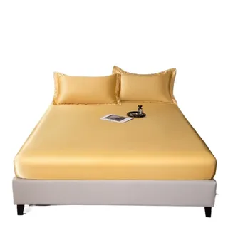 LPHFDCS Bettlaken Bettdecke, atmungsaktive Eisseide, weiche Bettdecke und Tagesdecke, Tagesdeckenset, Seidenkissenbezug und Laken aus Satin Satin BettwäSche(Yellow,90x200x25cm)