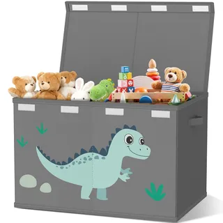 VERONLY Spielzeugkiste Aufbewahrungsbox mit Deckel Kinderzimmer- 83L Faltbar Groß Spielzeug Aufbewahrung Kinder karton mit Griffen für Mädchen Kinderzimmer Bücher Schlafzimme(Dinosauriermuster)