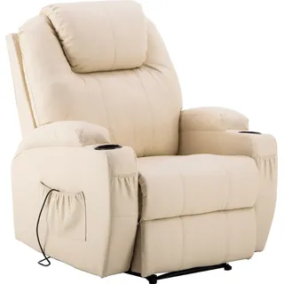 MCombo Relaxsessel elektrisch Kunstleder 92 x 109 x 92 cm Beige mit Massagefunktion