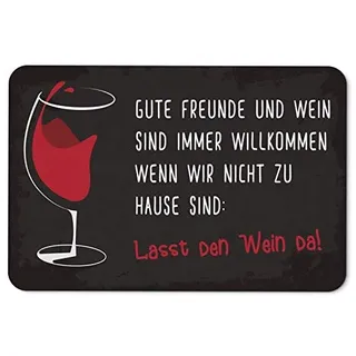 Tassenbrennerei Fußmatte innen - Gute Freunde und Wein sind Immer Willkommen - Türmatte mit Spruch - Geschenk lustig - Waschbar