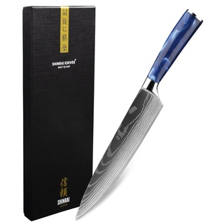 Shinrai Japan Damastmesser Shinrai Japan Kochmesser 20 cm - Japanisches Messer Epoxy Sapphire blau