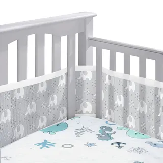 Sunshine smile Bettumrandung Babybett Umrandungen,2 Pack Baby Nestchen Bettumrandung,Atmungsaktive Krippenumrandung,Kopfumrandung Babybett Atmungsaktiver Kollisionsschutz,Nestchen für Kinderbetten
