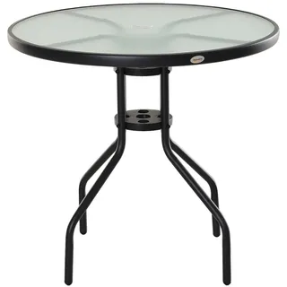 Outsunny Gartentisch Beistelltisch Ø 80 x 72 cm Schwarz