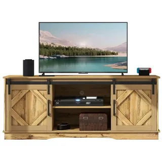 Merax Lowboard TV-Schrank, Fernsehtisch mit Schiebtüren, TV-Schrank,Sideboard,TV-Board mit Schiebtüren,B/H/T:150/60/40cm beige 150 cm x 60 cm x 40 cm