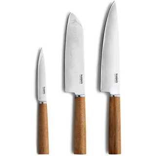 Kuppels EXPERT Profi Damastmesser Set, 3-teiliges Messerset, Kochmesser Set mit Holzgriff, Damaszener Stahl, Mit Kochmesser, Santoku Messer & Allzweckmesser, B489013100