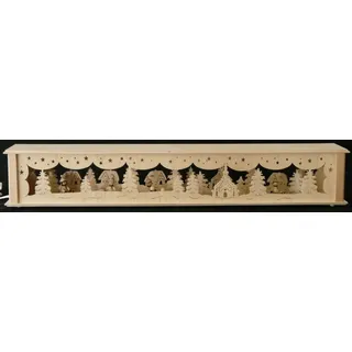Schwibbogen-Fensterbank Schwibbogenerhöhung mit Winterkinder und Beleuchtung BxHxT 72x10x10cm