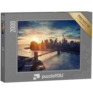 puzzleYOU Puzzle Manhattan im Sonnenuntergang, New York, 2000 Puzzleteile, puzzleYOU-Kollektionen New York, Sonnenuntergang