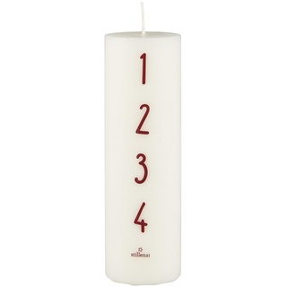 Ib Laursen Adventskerze 1-4 weiß mit roten Zahlen 20cm