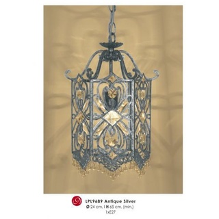 Orientalische Designer Pendelleuchte mit Kristall-Deco Antik Silber ModP2 Leuchte Lampe aus dem Hause Casa Padrino - Deckenleuchte Hängeleuchte