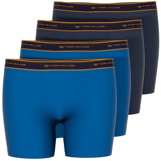 TOM TAILOR Herren Boxershorts, 4er Pack - Long Pants, Baumwolle,Logo,einfarbig Blau M