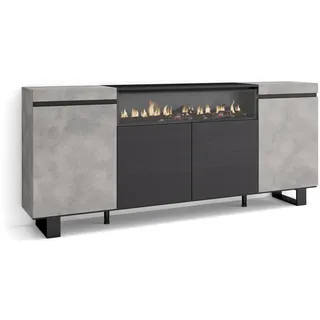SKRAUT HOME Sideboard,, Grau, Holzwerkstoff, Rechteckig, 35x87x200 cm, Wohnzimmer, Kommoden - Sideboards, Sideboards