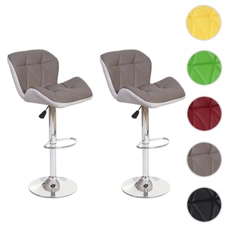 2er-Set Barhocker HWC-A92, Barstuhl Tresenhocker, hhenverstellbar Kunstleder ~ taupe-grau