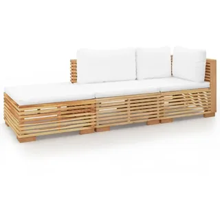vidaXL 3-tlg. Garten-Lounge-Set mit Kissen Massivholz Teak - Braun
