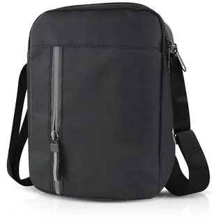 FuninCrea Umhängetasche Herren Klein Messenger Bag mit Reißverschluss und 4 Taschen, Wasserdicht Klein Crossbody Bag Herren Sling Bags mit Verstellbarem Schultergurt für Arbeitsreisen (Schwarz) - S