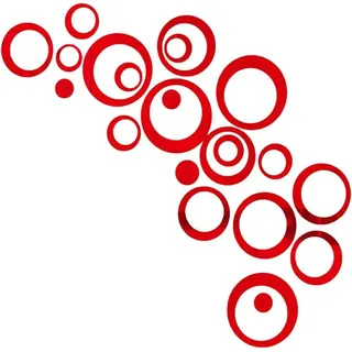 Diwzbyn 3D-Wandtattoo 24 Stück Spiegel Wandaufkleber Kreise Rund Wandsticker (24 St), Wandtatoo Spiegel Wanddeko Wandkunst Selbstklebend rot