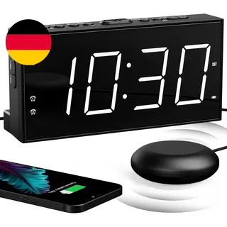 Mesqool Digitaler Wecker, Lauter Vibrationswecker Mit Bettschüttler, Wecker Laut