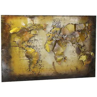 Kobolo Wandbild Wanddeko Metallbild 3D-Bild Weltkarte 108x72 cm