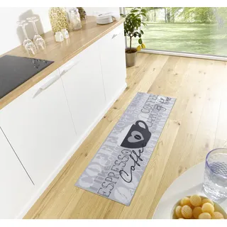HANSE HOME I Like Espresso", schwarz-weiß (grau,schwarz,weiß), B:50cm H:3mm L:150cm, Polyester, Teppiche, Läufer, Rutschfest, Pflegeleicht