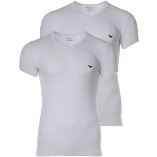 EMPORIO ARMANI Herren T-Shirt 2er Pack - V-Neck, V-Ausschnitt, Halbarm, unifarben Weiß L