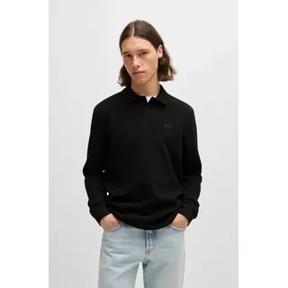 BOSS ORANGE Poloshirt Petempestolong mit Knopfleiste schwarz M (48)