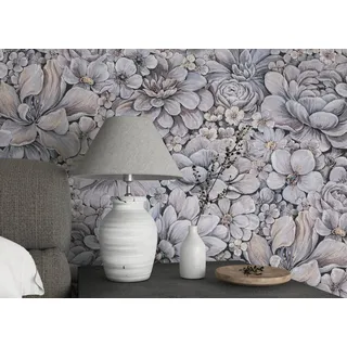 Marburg Vliestapete Flower, geprägt, matt, Blattmotiv moderne Tapete für Wohnzimmer Schlafzimmer Küche lila