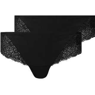 SNOCKS Damen Slip Brazilian Slip Lace Cotton 2er Pack - schwarz - M