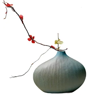 Ikebana Vase 5, 5x2x4 Zoll Vintage & kreative japanische Vase mit gestreiften Oberflächen -DIY -freundlichen Keramikblüten für Blumenanordnung, hydroponische Pflanze Ikebana Vasen, Japanisch