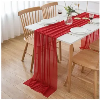 LuxusKollektion Tischläufer Tischläufer Chiffon Rot Hochzeit Weihnachten Rotwein 70 x 300 cm rot