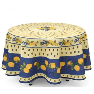 Tischdecke, rund, schmutzabweisend, 180 cm, Zitronenblau, 100 % Polyester