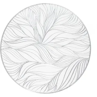 fanquare Platzsets Set von 6 Runden Silber PVC-Blatt-Tischsets - Hitzebeständig, Waschbar, Rutschfest für Esszimmer, Küche, Tischdekoration, Hochzeit - 38cm