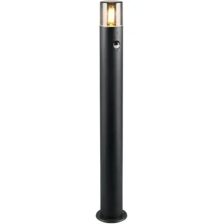 meineWunschleuchte Wege-Leuchte mit Bewegungsmelder Schwarz Rauchfarbig | mit E27 LED, Höhe 80cm, aus Aluminium, moderne Pollerleuchte, Schutzklasse IP44, für Wegbeleuchtung Garten Außen