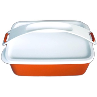 Tupperware Click to Go Stapel und klick 1,5 L mit Griff Lunchbox Picknickset Lunch Box orange weiß