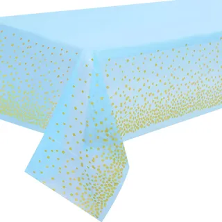 luxuskollektion Tischdecke 2er-Set 137 x 274 cm Blau/Gold Punkte