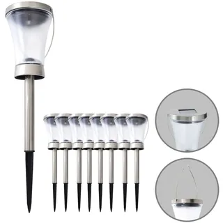 NÄVE Solarleuchte Edelstahl 9x9 cm 8er Set silber