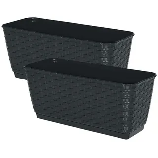 Spetebo Balkon Blumenkasten 40 x 14 cm Anthrazit Komplettset