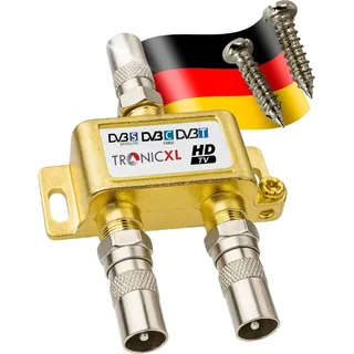 TronicXL 2-Fach BK Verteiler Premium TV Kabel Adapter Antennenverteiler Kabelfernsehen DVBC Splitter