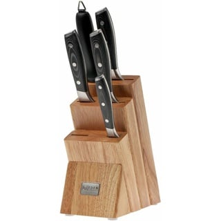 Eden Classic Damast 6-teiliges Messerset mit Block EQ2030-S03 Umfangreiches Messerset inklusive Fleischmesser, Kochmesser, Schälmesser, Brotmesser, Schleifstab und Messerblock aus Holz, Damaststahl