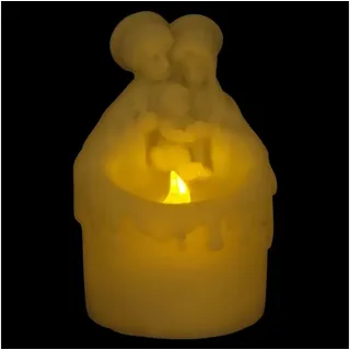 BURI Kugelleuchte LED-Kerze Maria,Josef & Jesus Weihnachten Deko Motivkerze Religion Fla