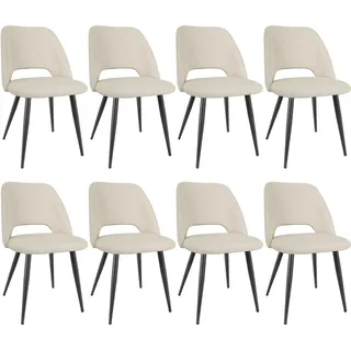 ANVOFONG 8er Set Esszimmerstühle aus Cord,Stuhlbeine aus Metall,Beige Stuhl