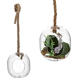 Cepewa Glaskugel zum Aufhängen │ Glasgefäß 11,5x13cm Juteschnur │ Dekokugel Pflanzkugel Pflanzglas (1 x Glaskugel)