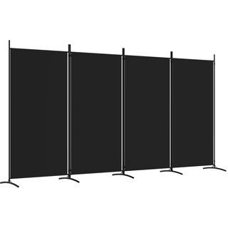 vidaXL Raumteiler aus Stoff, 4-teilig, schwarz, 346 x 180 cm, moderne Raumteiler, faltbar, leicht, für den Innenbereich, einfache Montage