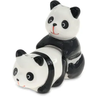 Flanacom Lustige Salz- und Pfefferstreuer aus Porzellan - Freche Salzstreuer Gewürzspender - Einweihungsgeschenk Hochzeitsgeschenk Geburtstagsgeschenk für Pärchen Paare (Panda-Bären)