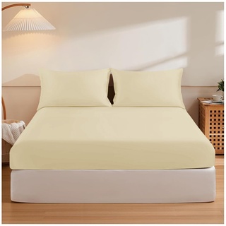 GC GAVENO CAVAILIA Superweiches Spannbettlaken für King-Size-Bett, 25 cm, elastische Tasche, lichtbeständig, kuschelige Bettwäsche und Leinen, cremefarben, 708360